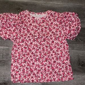 Pink flower ruffle Zara shirt, small